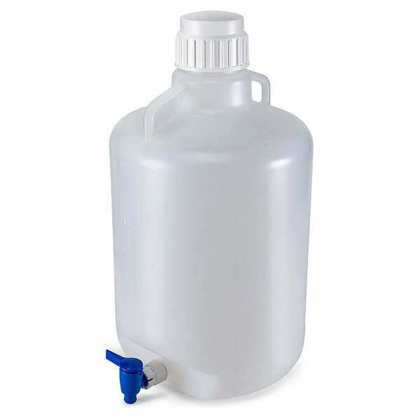 Globe Scientific Carboys, Round with Spigot and Handles, PP, White PP Screwcap, 20 Liter, Molded Graduations 7220020